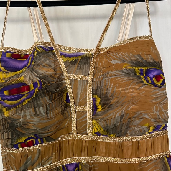 Peacock Print Silk Gown - Picture 3 of 9